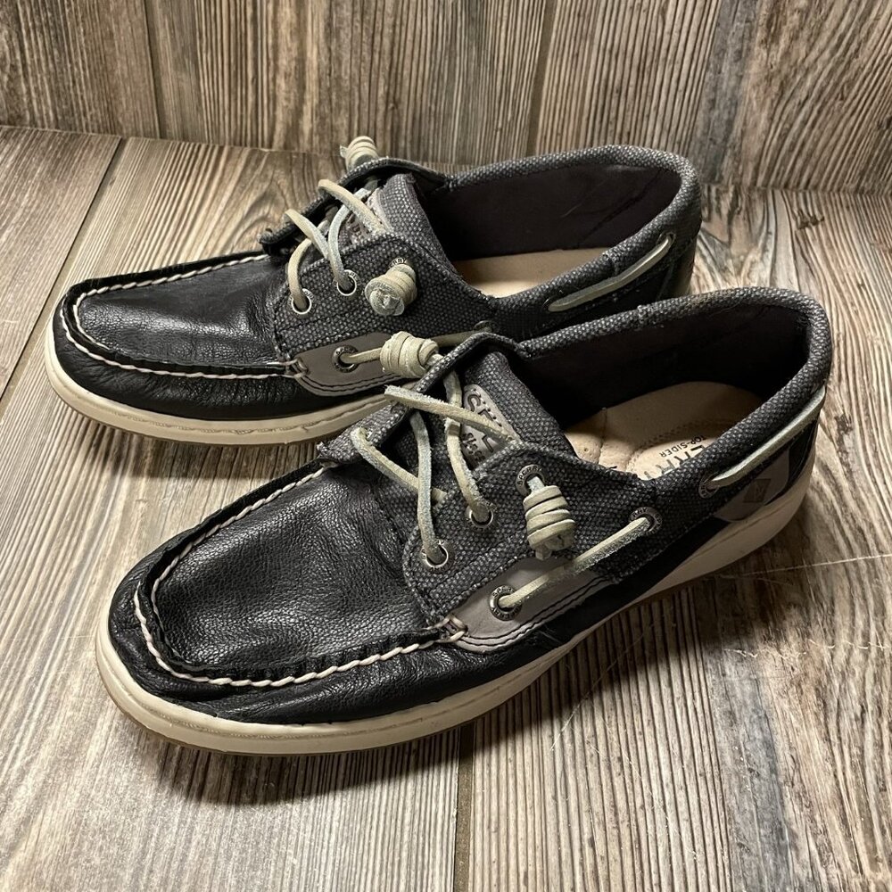 Brand New Women's Sperry Top-Sider Black & Gray Dock Shoes Size 6